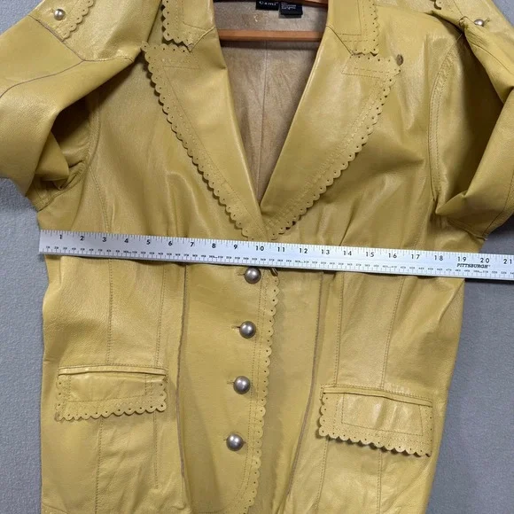 Vintage Y2K Cami NYC Western Cutouts Scalloped Edge Leather Jacket Size 16